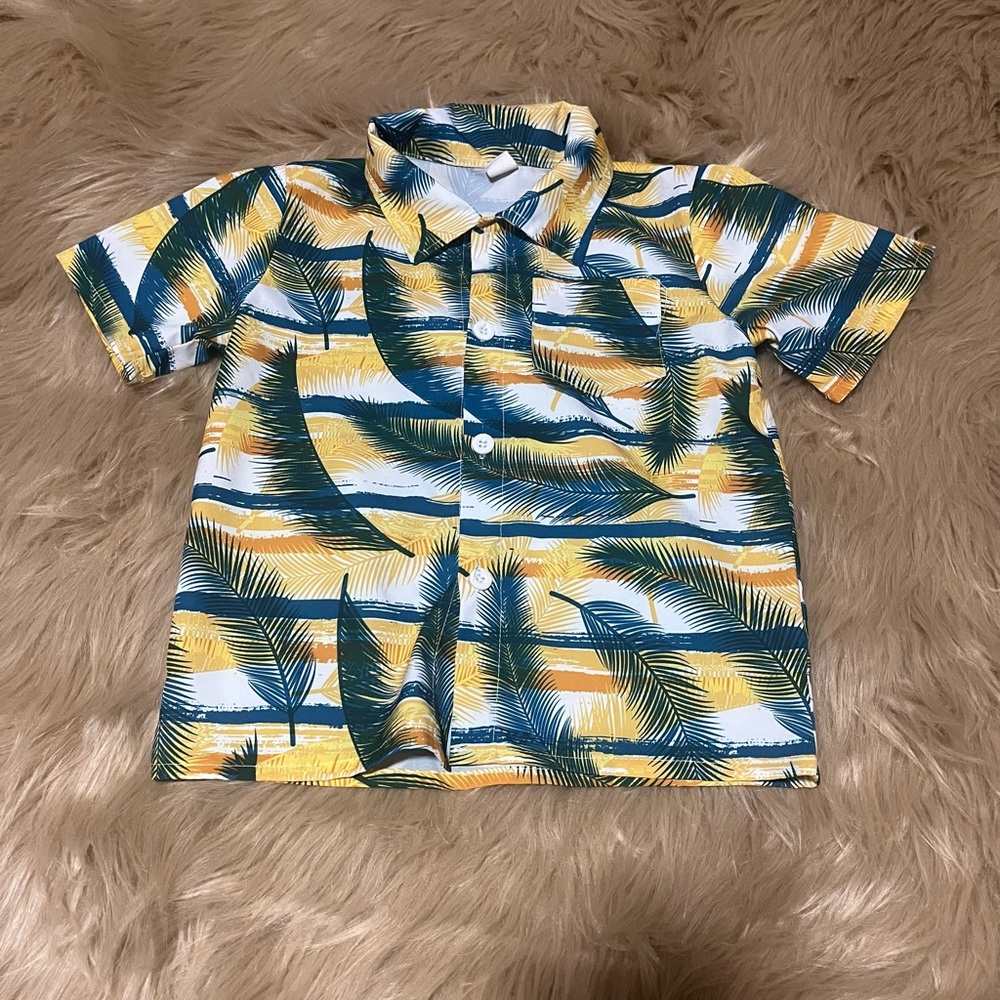 Hawaiin Button Down Shirt - Yellow and Green